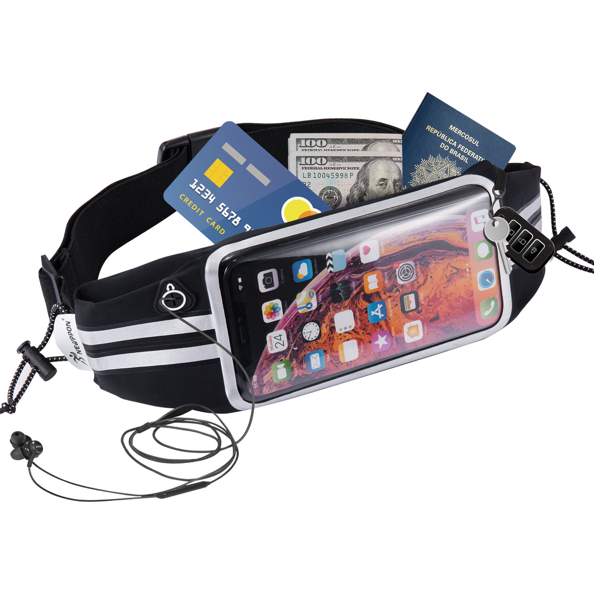 Newppon Running Belt Phone Pouch Runner Race Belt Waist Pack with