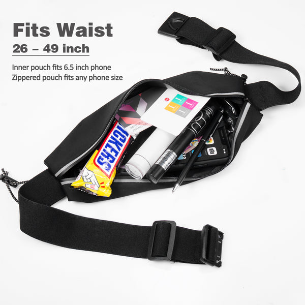Newppon Running Belt Phone Pouch : Runner Race Belt Waist Pack with Water Resistant Reflective Light weight for iPhone Xs Max XR X 8 7 6 Plus Samsung Galaxy Note for Sport Travel Workout for Men Women