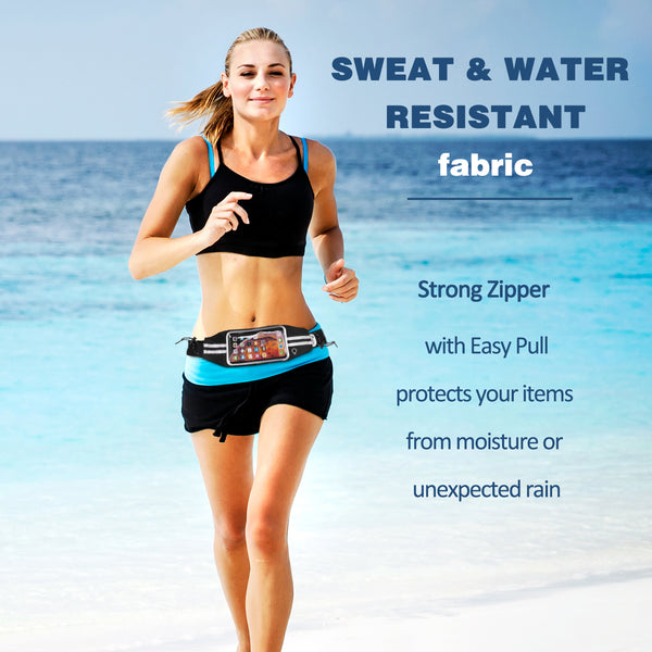 Newppon Running Belt Phone Pouch : Runner Race Belt Waist Pack with Water Resistant Reflective Light weight for iPhone Xs Max XR X 8 7 6 Plus Samsung Galaxy Note for Sport Travel Workout for Men Women