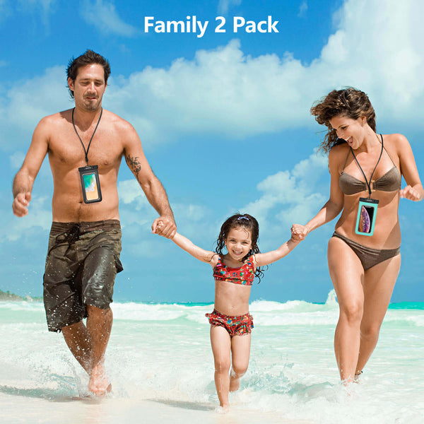 Waterproof Cell Phone Pouch Case : 2 Pack Floating Water Proof Dry Bag with Neck Lanyard - Underwater Universal Clear Cellphone Holder Large Protector for iPhone Samsung Galaxy for Beach Pool Swimming