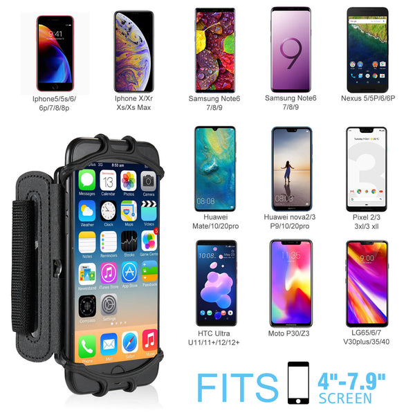 Newppon 180° Rotatable Phone Running Wristband : for iPhone 13 12 11 Pro Max Mini Xs XR X 8 7 Plus 6S 6 5S Samsung Galaxy S9 S8 Plus S7 Edge, Google Pixel LG fit Running Workout Hiking Sports