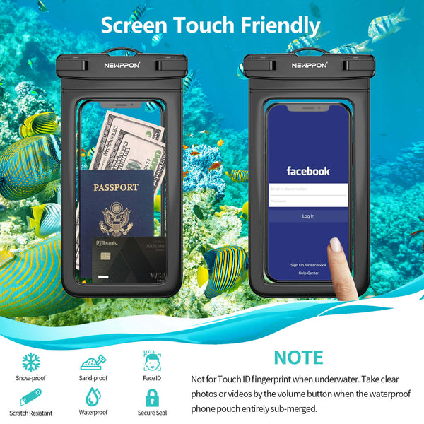 Waterproof Cell Phone Pouch Case : 2 Pack Floating Water Proof Dry Bag with Neck Lanyard - Underwater Universal Clear Cellphone Holder Large Protector for iPhone Samsung Galaxy for Beach Pool Swimming