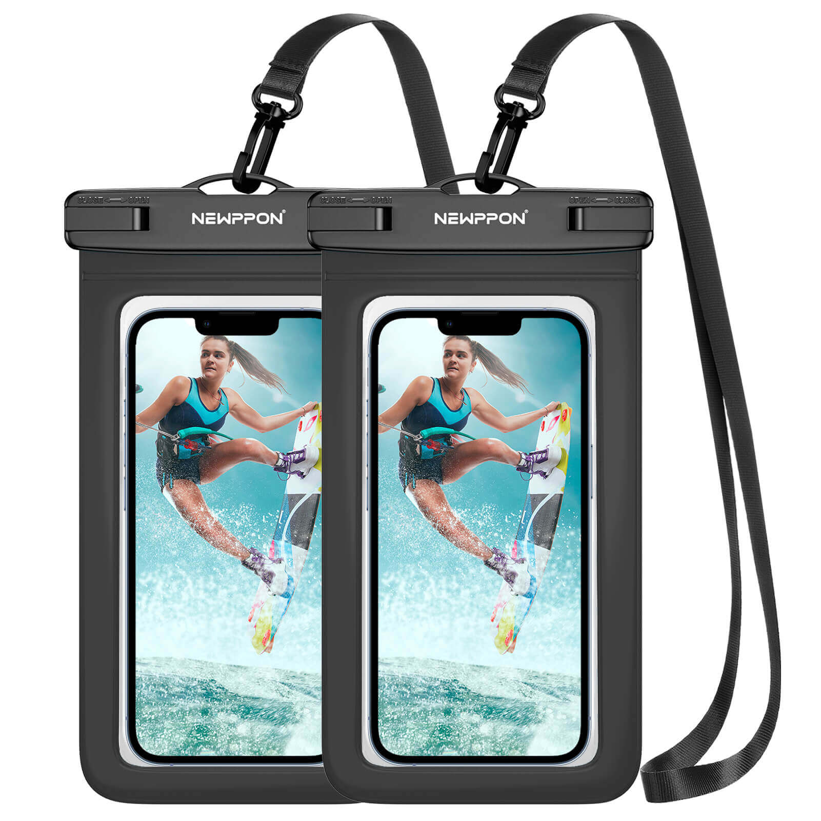 Waterproof Cell Phone Pouch Case : 2 Pack Floating Water Proof Dry Bag with Neck Lanyard - Underwater Universal Clear Cellphone Holder Large Protector for iPhone Samsung Galaxy for Beach Pool Swimming